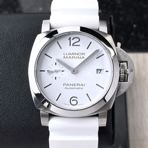 panerai 42mm white dial|Panerai luminor marina white dial.